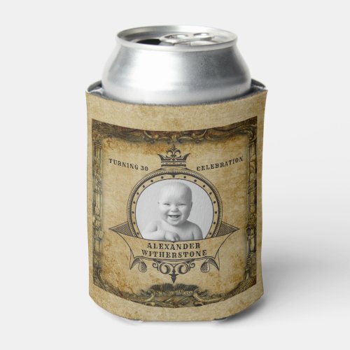 30th Birthday Vintage Retro Template Your Photo Can Cooler