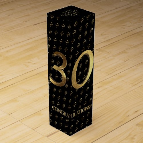 30th Birthday Wedding Anniversary Black and Gold Wine Box