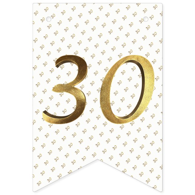 30th Birthday Wedding Anniversary Gold Number Bunting Flags (First Flag)