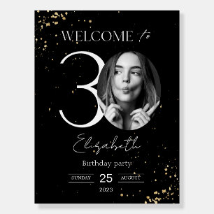 30th Birthday Welcome Sign Black Gold Board