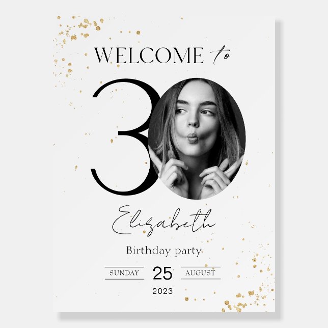 30th Birthday Welcome Sign Gold Board (Front)
