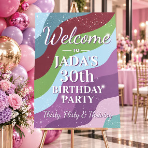 30th Birthday Welcome Sign, Thirty Flirty Thriving Foam Board