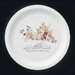 30th Birthday White Pumpkin Fall Flowers Custom Paper Plates<br><div class="desc">Modern and elegant white pumpkin and fall flowers floral design. The soft watercolor palette is a sophisticated blend of soft pink and dark rich golden yellow and brown. The fall leaves surround the white pumpkin for a special autumn display. Perfect for your fall birthday party.</div>