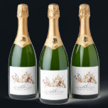 30th Birthday White Pumpkin Fall Flowers Custom Sparkling Wine Label<br><div class="desc">Modern and elegant white pumpkin and fall flowers floral design. The soft watercolor palette is a sophisticated blend of soft pink and dark rich golden yellow and brown. The fall leaves surround the white pumpkin for a special autumn display. Perfect for your fall birthday party.</div>