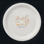 30th Birthday White Pumpkin Fall Leaves Custom Paper Plates<br><div class="desc">Modern and elegant white pumpkin and fall leaves botanical design. The soft watercolor palette is a sophisticated blend of soft terracotta golden yellow sage and brown. Perfect for your fall birthday party.</div>