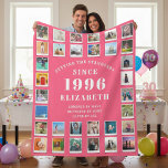 30th Birthday Wife Family Photo collage Pink Fleece Blanket<br><div class="desc">Celebrate a Life of Memories: Personalized 30th Birthday Photo Collage Pink Fleece Blanket Wrap your loved one in warmth and cherished memories with this beautiful, ultra-soft Personalized Photo Collage Fleece Blanket. Designed specifically for a milestone birthday, this cozy throw makes the perfect sentimental gift for a wife. Key Features: Customizable...</div>