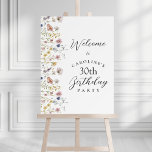 30th Birthday Wildflowers Watercolor Floral Foam Board<br><div class="desc">Light, airy and so very stylish, this 30th birthday party welcome sign is bordered along the left edge in watercolor wildflowers with beautiful soft colors of yellow, pink, blue and ivory beige. The easy to personalize text template is clean and modern with lovely styling. The text template can be edited...</div>