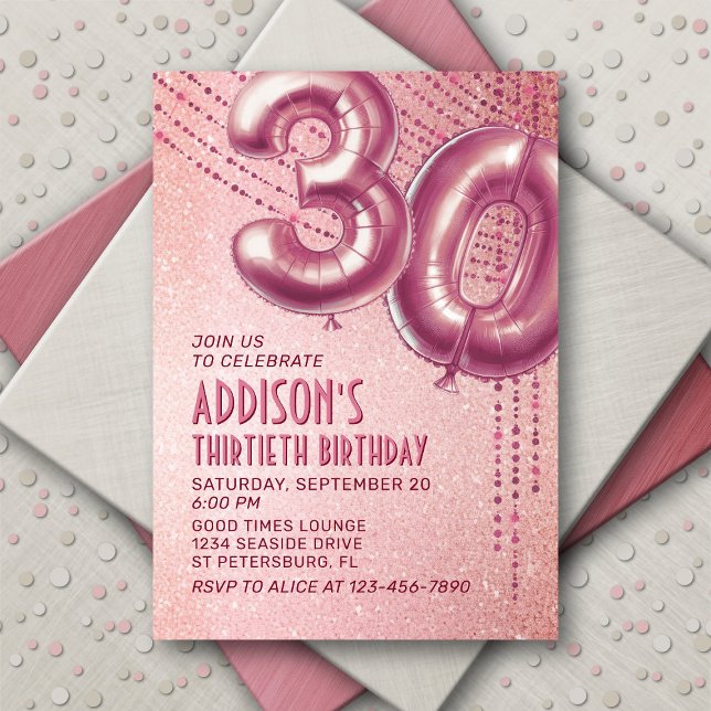 30th Birthday Womens Rose Gold Invitation (Creator Uploaded)