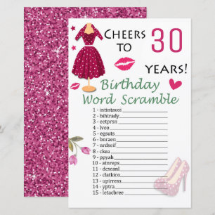 30th Birthday Word Scramble Game