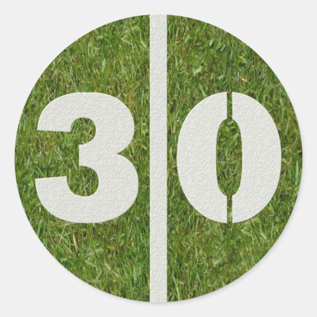 30th Birthday Yard Football Sticker (Front)