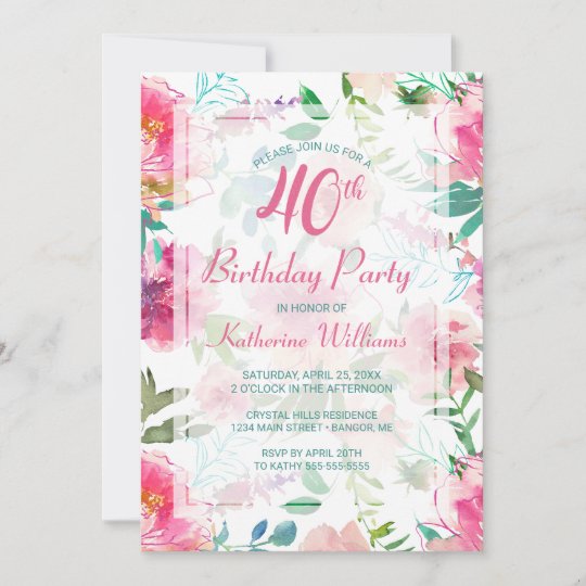 30th BirthdayTropical Floral Pink Peony Party Invitation | Zazzle.com