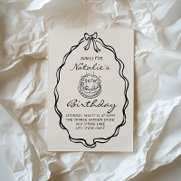 30th Bow Hand Drawn Coquette Illustrated Birthday