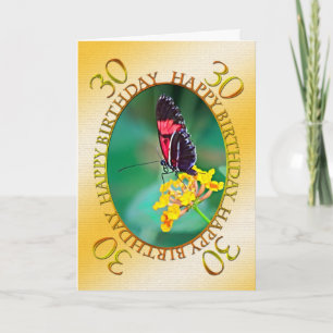 30th Butterfly and flower birthday card