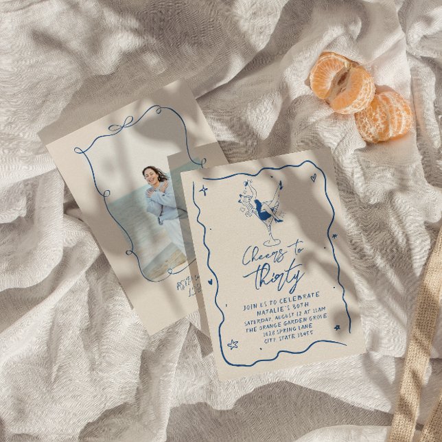 30th Cheers To Thirty Coastal Photo Birthday Party Invitation (Creator Uploaded)