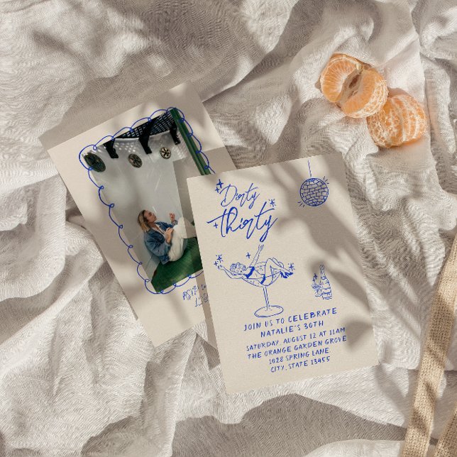 30th Coastal Doddle Dirty Thirty Photo Birthday Invitation (Creator Uploaded)