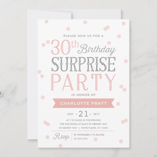 30th Confetti Surprise Party Invitation | Birthday (Front)