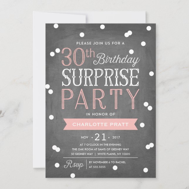 30th Confetti Surprise Party Invitation | Birthday (Front)