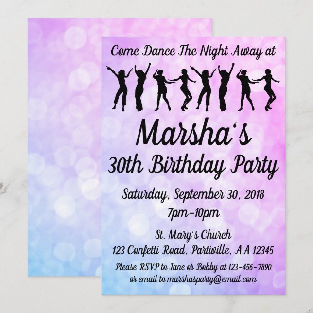 30th Dance Party Birthday Party Invitation (Front/Back)