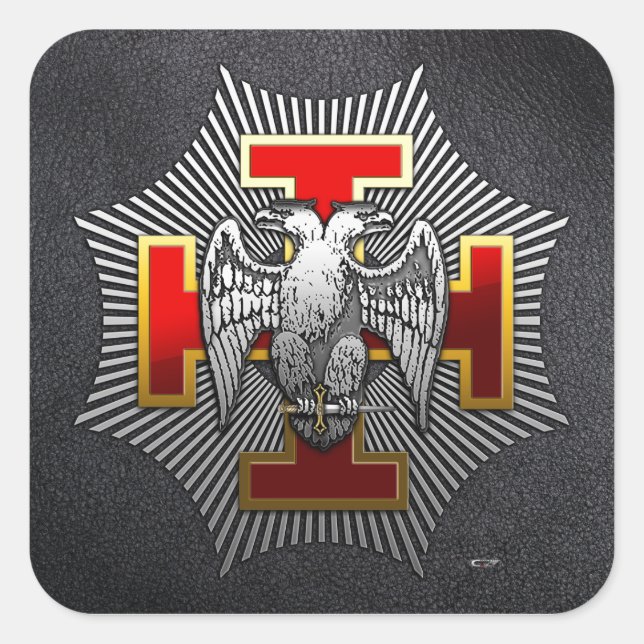 30th Degree: Knight Kadosh Square Sticker (Front)