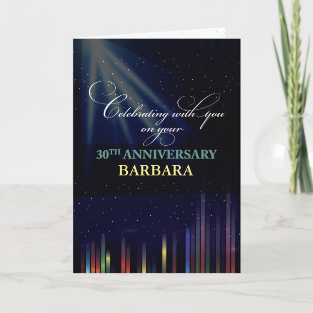 30th Employee Anniversary Sky, Customizable Black Card (Front)