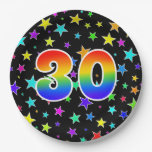[ Thumbnail: 30th Event: Bold, Fun, Colorful Rainbow 30 Paper Plates ]