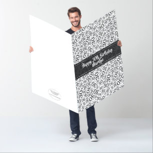 30th Ginormous Birthday Black/White Number Pattern Card