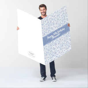 30th Ginormous Birthday Blue/White Number Pattern Card