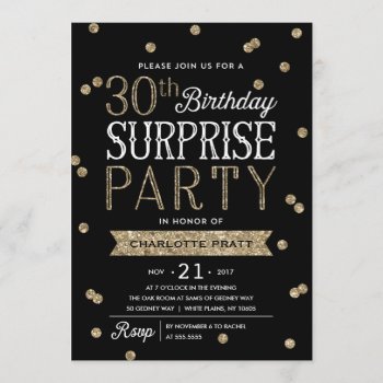 30th Glitter Confetti Surprise Party Invitation by NBpaperco at Zazzle
