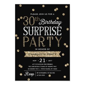 30th Glitter Confetti Surprise Party Invitation