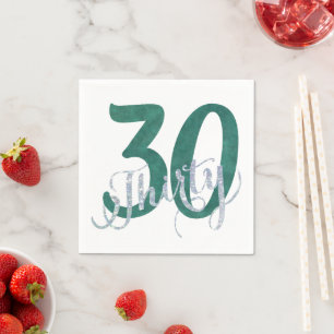 30th Green Custom Birthday Anniversary Party Paper Napkins