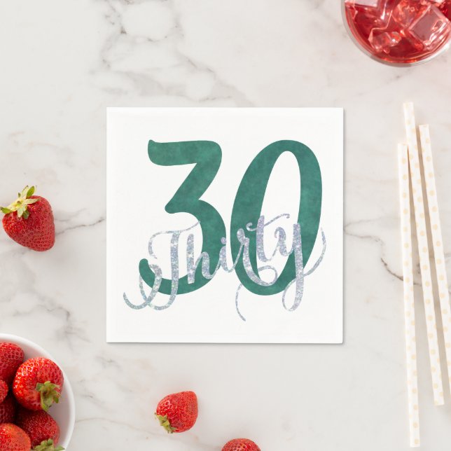 30th Green | Custom Birthday Anniversary Party | Paper Napkins (Insitu)