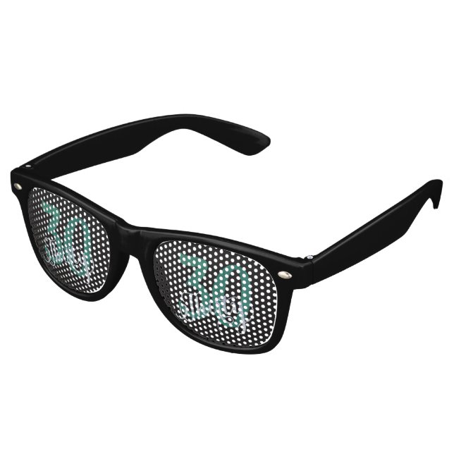 30th Green | Custom Birthday Anniversary Party | Retro Sunglasses (Angled)