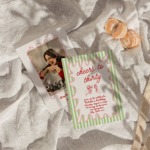 30th Hand Drawn Colorful Photo Fun Birthday Party Invitation