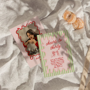 30th Hand Drawn Colorful Photo Thirty Fun Birthday Invitation