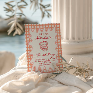 30th Hand Painted Wavy Frame 70s Birthday Invitation