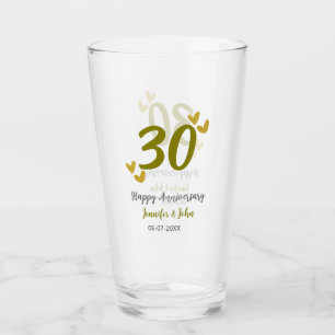 30th happy anniversary golden gray wedding couple glass