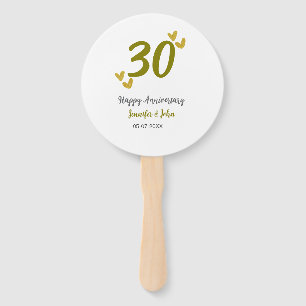 30th happy anniversary golden gray wedding couple hand fan
