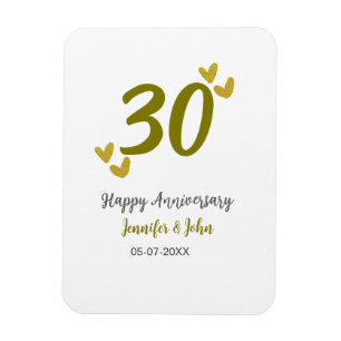 30th happy anniversary golden gray wedding couple magnet