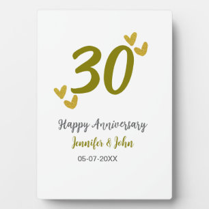 30th happy anniversary golden gray wedding couple plaque