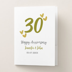 30th happy anniversary golden gray wedding couple  pocket folder