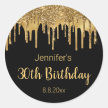 30th happy birthday black gold dripping glitters  