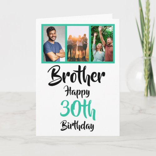 30th happy birthday brother photo collage Card