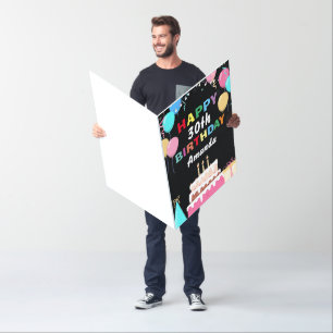 30th Happy Birthday Cake Black Extra Large Jumbo Card