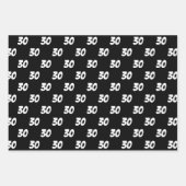 30th Happy Birthday Custom Name Black White Wrapping Paper Sheets (Front)