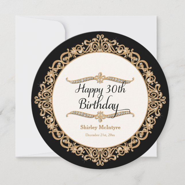 30th Happy Birthday Party Celebration Round Invite (Front)