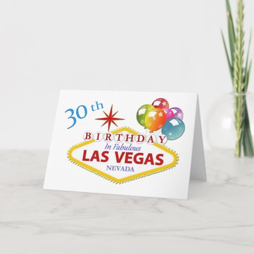 30th Las Vegas Birthday Card Standard 5 x 7