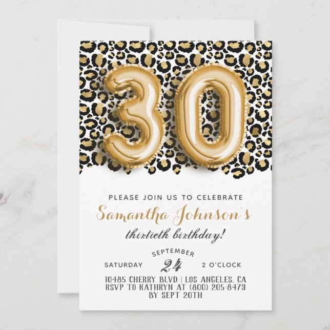 30th Leopard Fabulous Glam Birthday Invitation (Front)