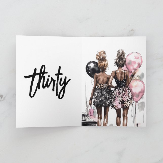 30th modern white and black birthday party invitation (Inside)