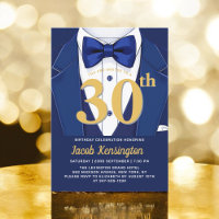 30th Navy Blue and Gold Tuxedo Birthday Event