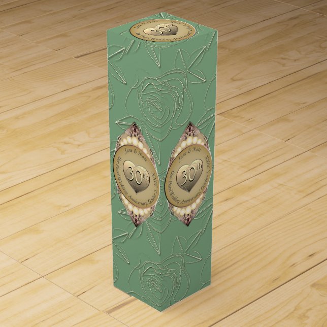 30th or 12th Pearl Wedding AnniversarWine Gift Box (Front)